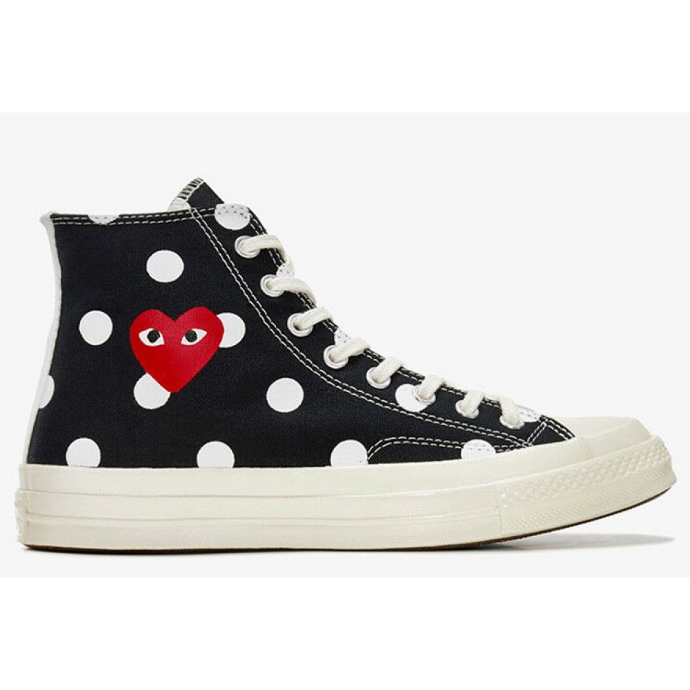black and white converse with red heart