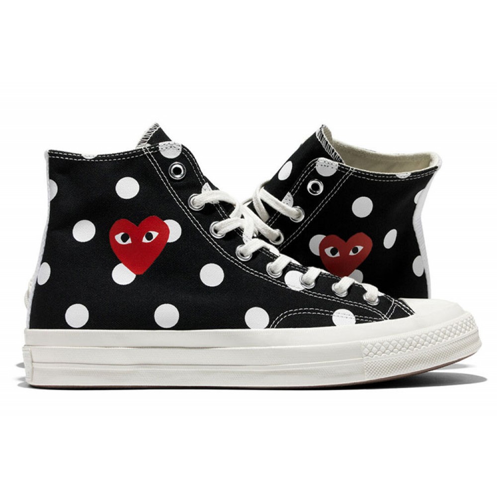 black chucks with red heart