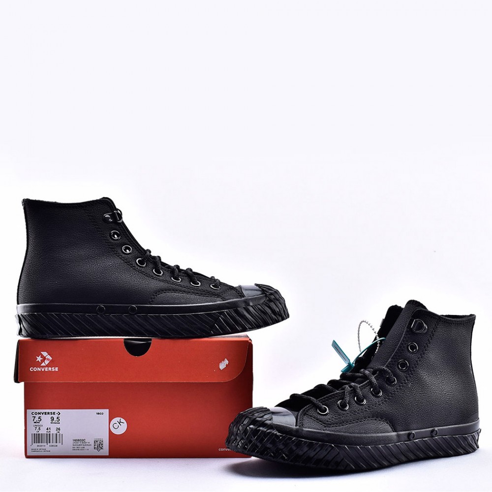 converse hi vi leather black trainers