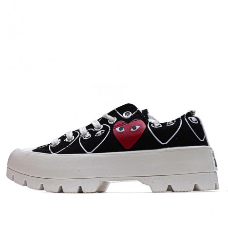 Converse Play Comme Des Garcons Womens Chuck Taylor All Star Lugged Low Top Black Sneakers
