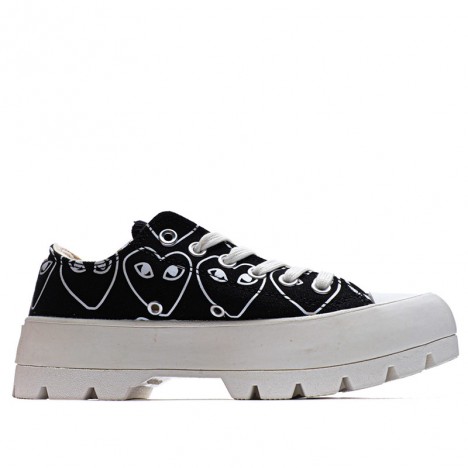 Converse Play Comme Des Garcons Womens Chuck Taylor All Star Lugged Low Top Black Sneakers