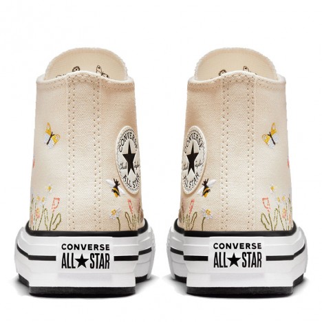 Chuck Taylor All Star Lift Platform Floral Embroidery White Womens High Top Shoe