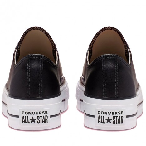 Converse Black All Star Leather Platform Low Top Womens
