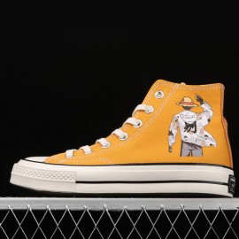 Converse All Star 70s One Piece Straw Hat Luffy High Top Shoes Yellow