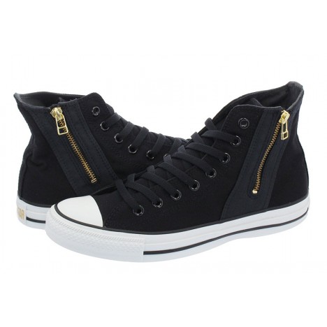 Converse All Star Gold Side Zip High Tops Shoes Black