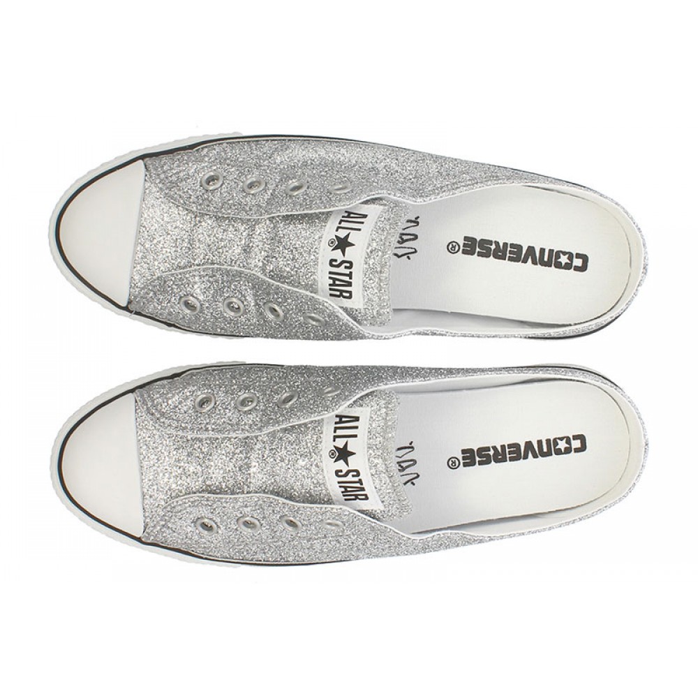 S Glittery Mule Slip Ox Women Shoes Silver