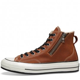 Converse Chuck Taylor 1970s Riri Side Zip Brown Leather High