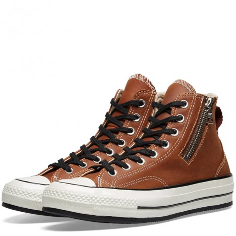 Converse Chuck Taylor 1970s Riri Side Zip Brown Leather High