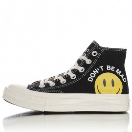Converse Chuck Taylor All Star Dont Be Mad Smile Face Black High Top