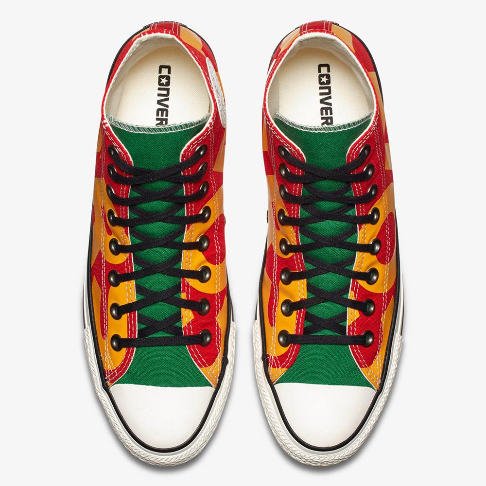 red yellow blue and green converse