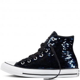Converse Chuck Taylor All Star Sequin Blue Glitter Womens Shoes High