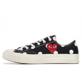 Play Comme des Garcons Converse Polka Dot Red Heart Chuck Taylor All Star 70 Low Black