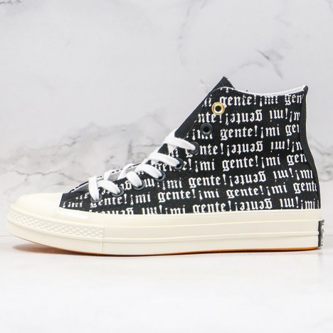 Retro Converse J Balvin Willy William 3D Print White Letter High Black Canvas Shoes
