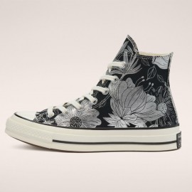Unisex Converse Black Silver Egret Chuck 70 Vintage Floral High Top Shoes