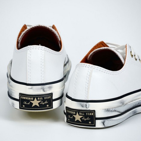 White Converse Vintage Chuck 70s Low Leather transparent sole shoes