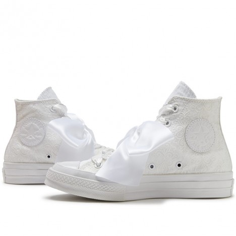 Womens Converse Floral Embroidered White High Tops