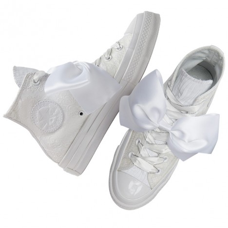 Womens Converse Floral Embroidered White High Tops